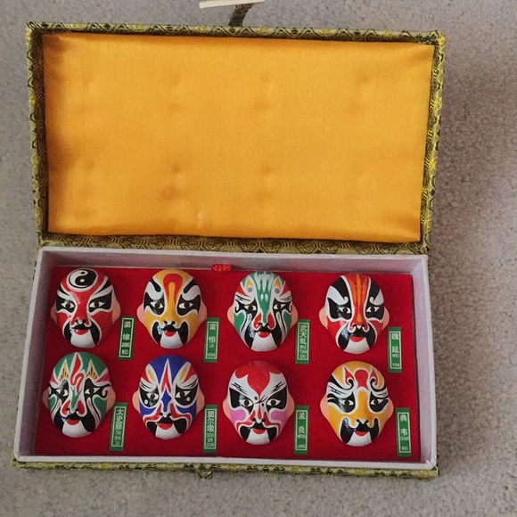 Vintage Chinese miniature opera masks set of 8